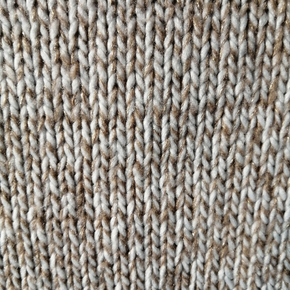 Chaps Knit V Neck Sweater, White and Gold - Picture 6 of 8